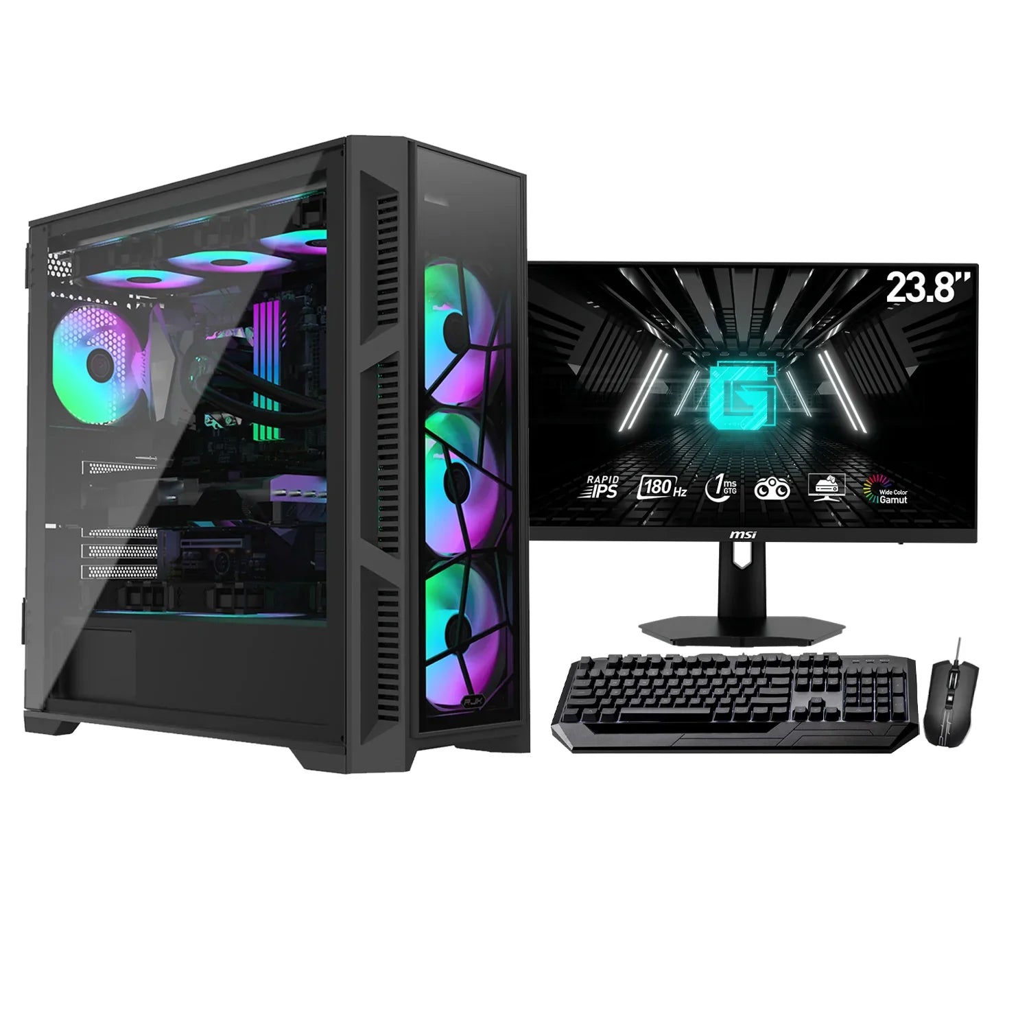 BREUNOR FOCUS EXPRESS - PC Desktop Intel i5 12400 , RAM 16GB , SSD 1TB, Windows 11 PRO + Monitor MSI 24" + Kit Tastiera e Mouse Meccanica - BREUNOR