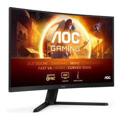 Monitor Gaming 2K Curvo AOC CQ32G4VE - 32" VA QHD Full HD, 180Hz, 0.5ms, FreeSync Premium 2560x1440, HDMI, DisplayPort
