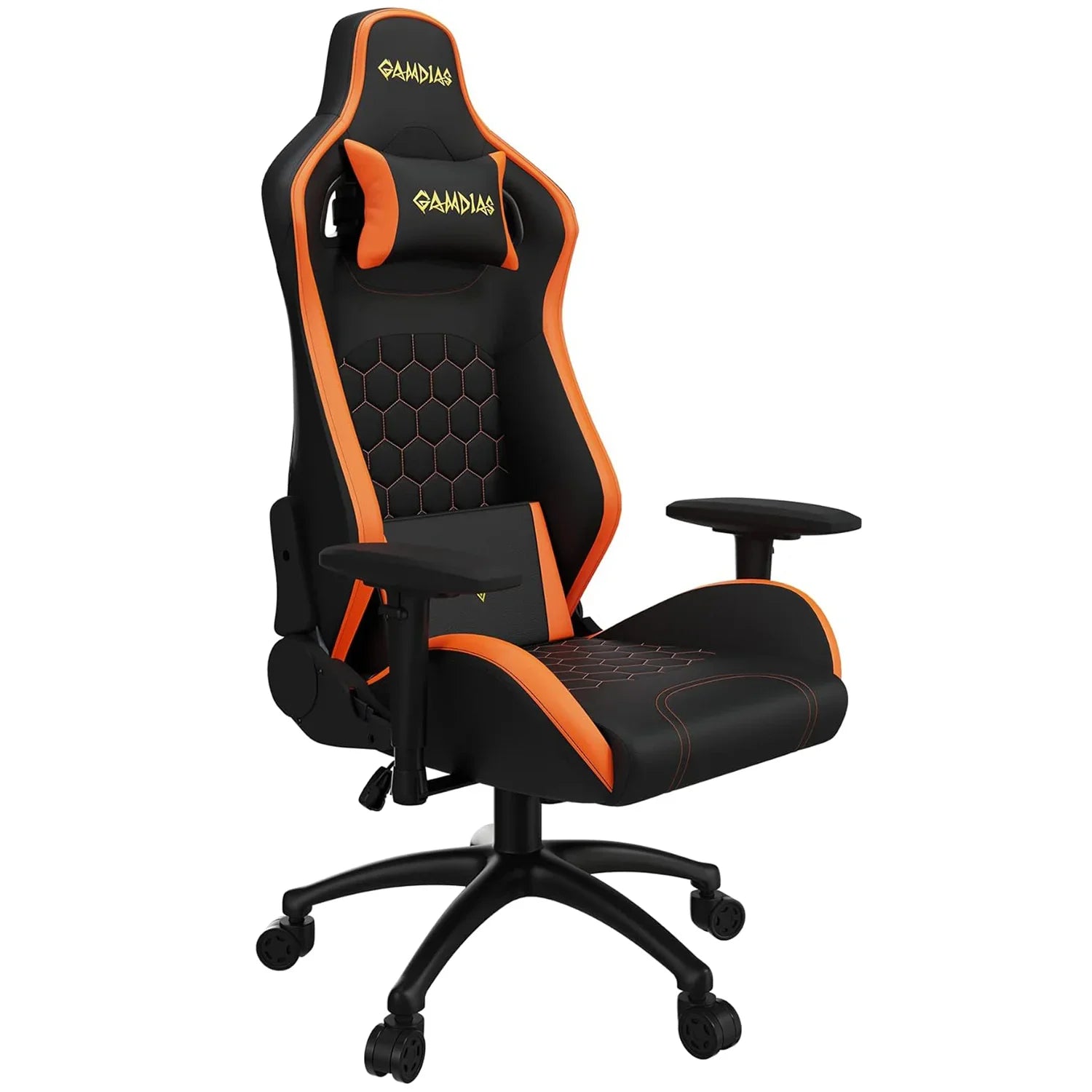 SEDIA DA GAMING IN PELLE NERA/ARANCIO GAMDIAS M2 L BO REGOLABILE - BREUNOR