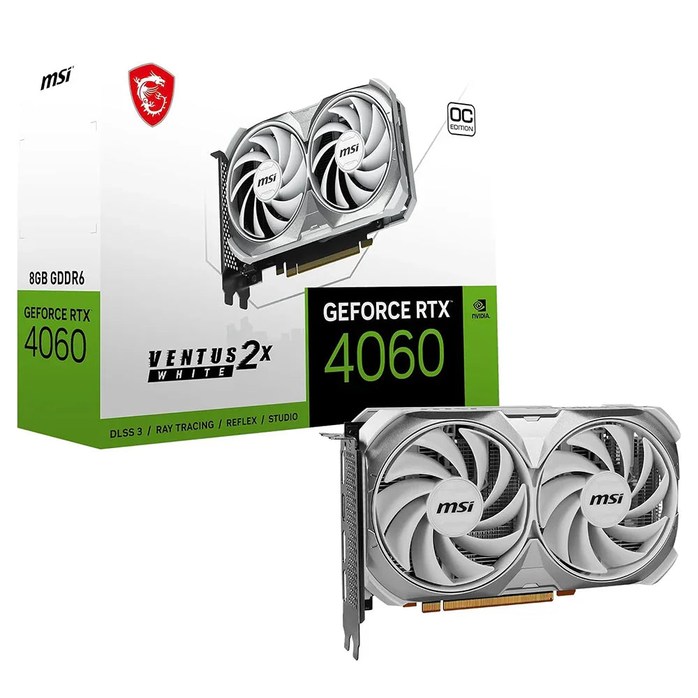 Scheda Video RTX 4060 8GB MSI GeForce VENTUS 2X WHITE 8G OC Scheda grafica Gaming GDDR6X - BREUNOR