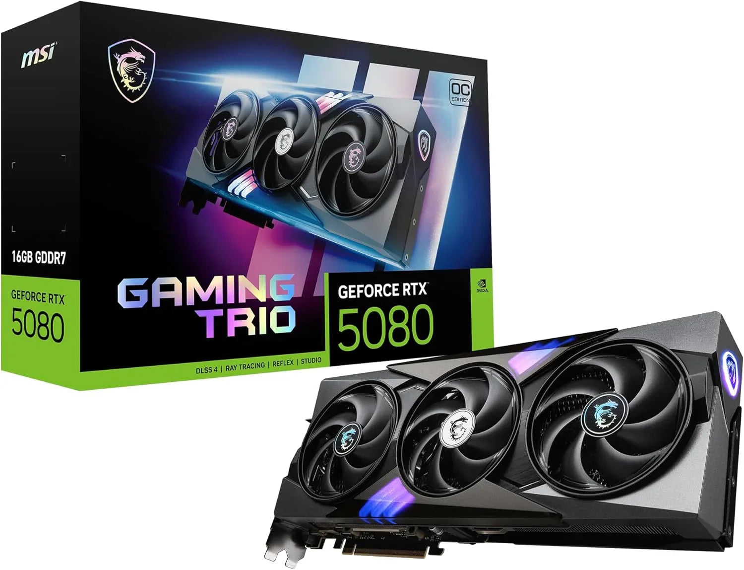 Scheda Video RTX 5080 16GB GAMING TRIO OC BLACK MSI NVIDIA GeForce GDDR7 - BREUNOR