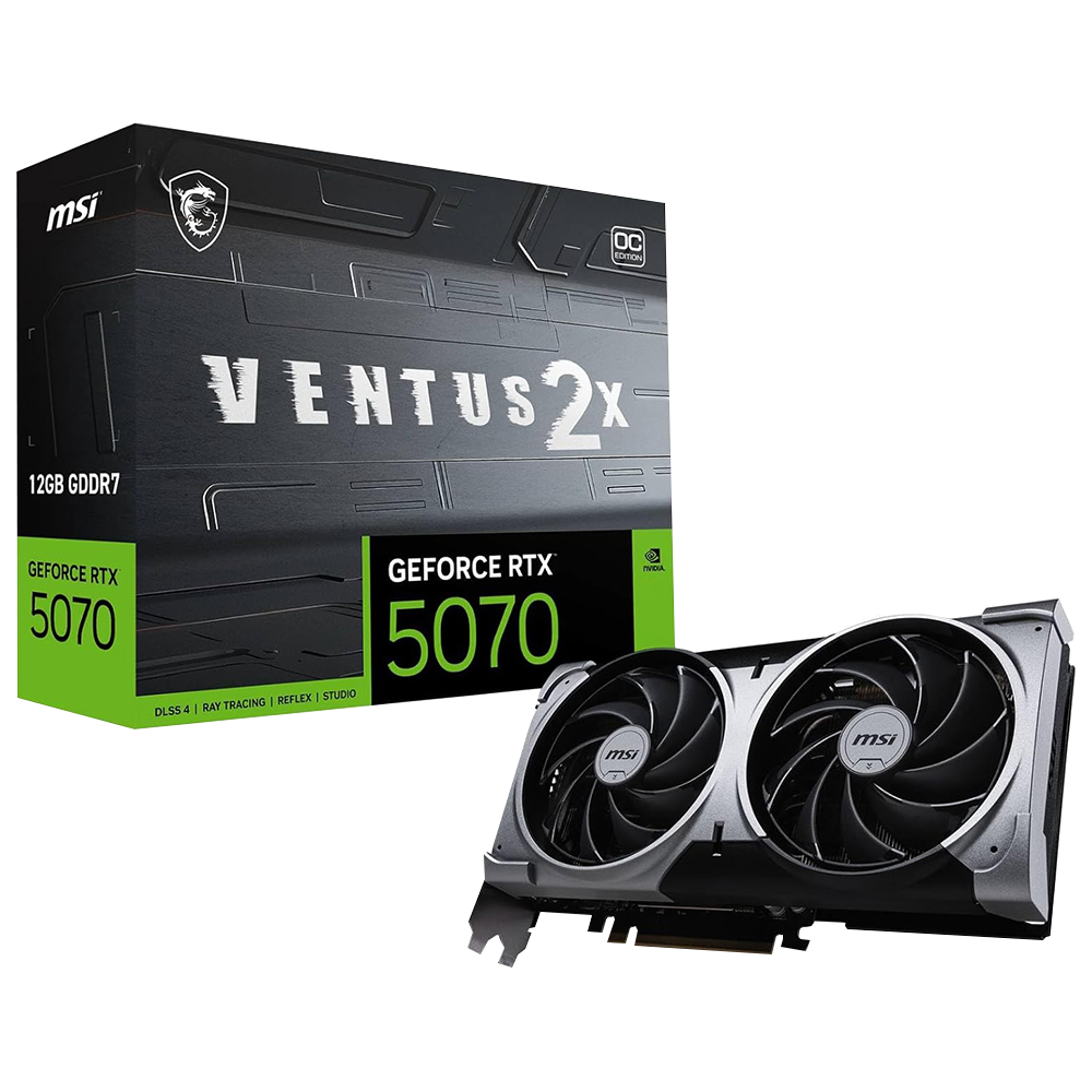 MSI GeForce RTX™ 5070 12G VENTUS 2X OC Scheda Video – GDDR7, 28Gbps, PCIe 5.0, HDMI 2.1, DP 2.1, 6144 CUDA Cores, 192-bit