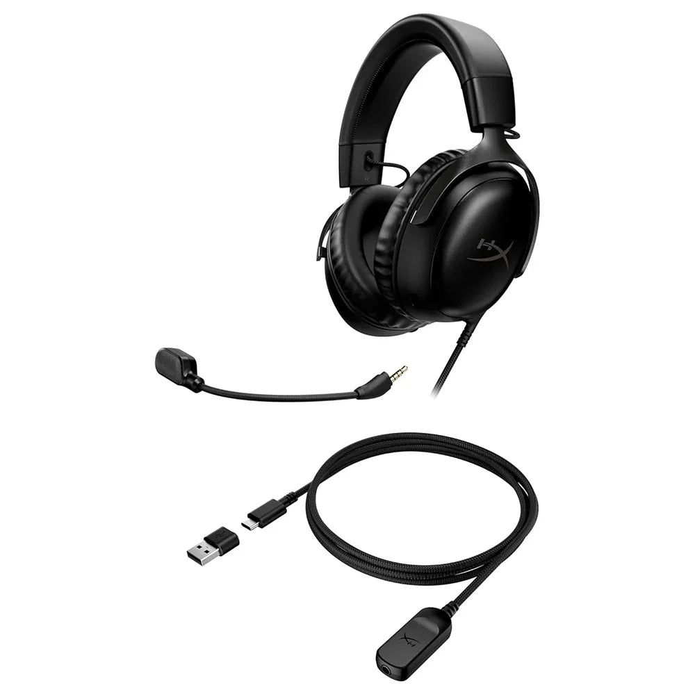 HyperX Cloud III, Cuffie da Gaming, Connessione Cablata a 3,5 mm, Controlli Audio Integrati, Telaio in Alluminio, Cuscinetti in Memory Foam Rivestiti in Similpelle - BREUNOR