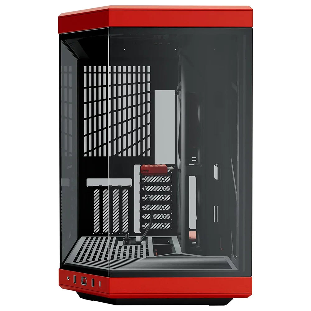Case HYTE Y70 BLACK/RED PC Mid Tower ATX, E-ATX , Triplo Vetro temperato, Porte 1x USB-C 3.2 Gen 2, 2x USB-A 3.2 Gen 1 - BREUNOR