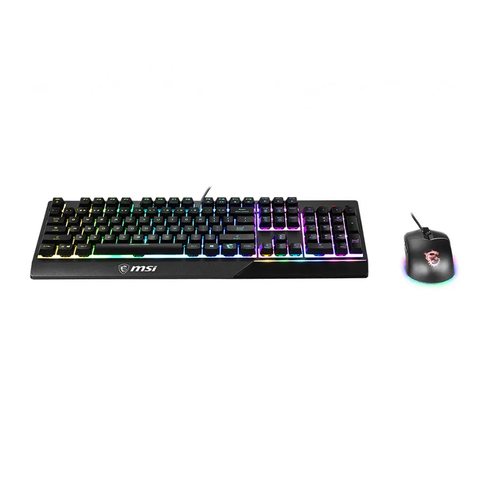 Tastiera Gaming Semi Meccanica + Mouse Con Filo Gaming Clutch GM11, RGB Mystic Light, MSI Vigor GK30 - Layout ITALIANO, Nero - BREUNOR