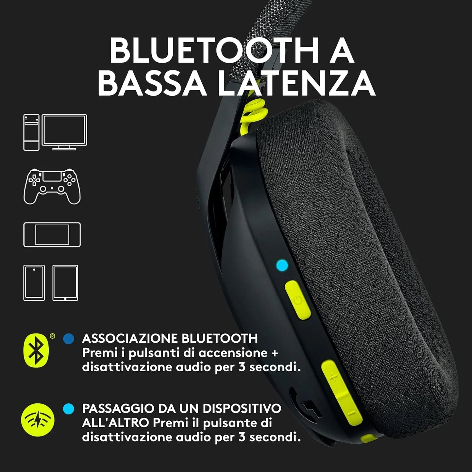 Logitech G G435 LIGHTSPEED Cuffie Gaming Wireless Bluetooth - Cuffie Over Ear Leggere, Microfoni Integrati - BREUNOR