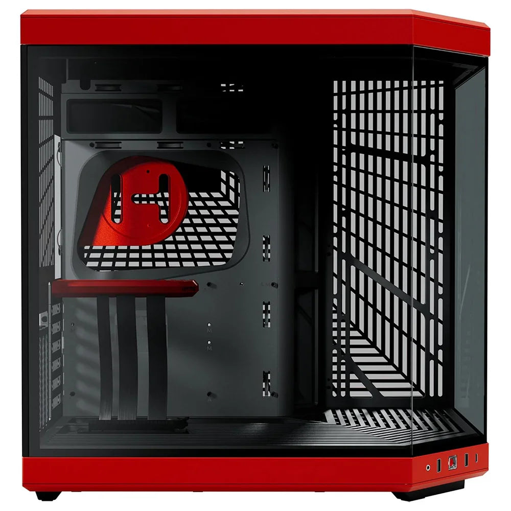 Case HYTE Y70 BLACK/RED PC Mid Tower ATX, E-ATX , Triplo Vetro temperato, Porte 1x USB-C 3.2 Gen 2, 2x USB-A 3.2 Gen 1 - BREUNOR