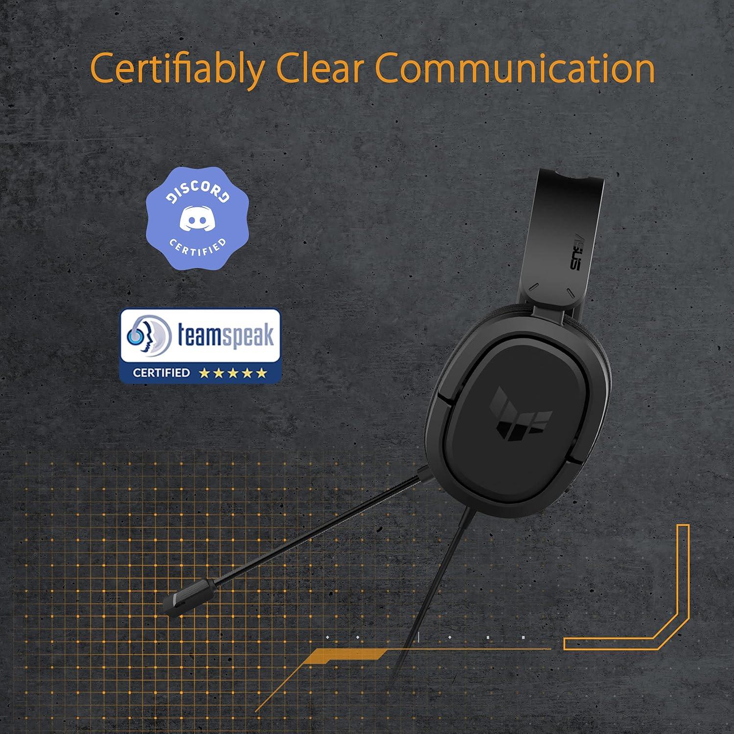 ASUS TUF Gaming H1, Cuffie Cablate con Driver da 40mm, Jack da 3,5mm, Suono Surround 7.1, - BREUNOR