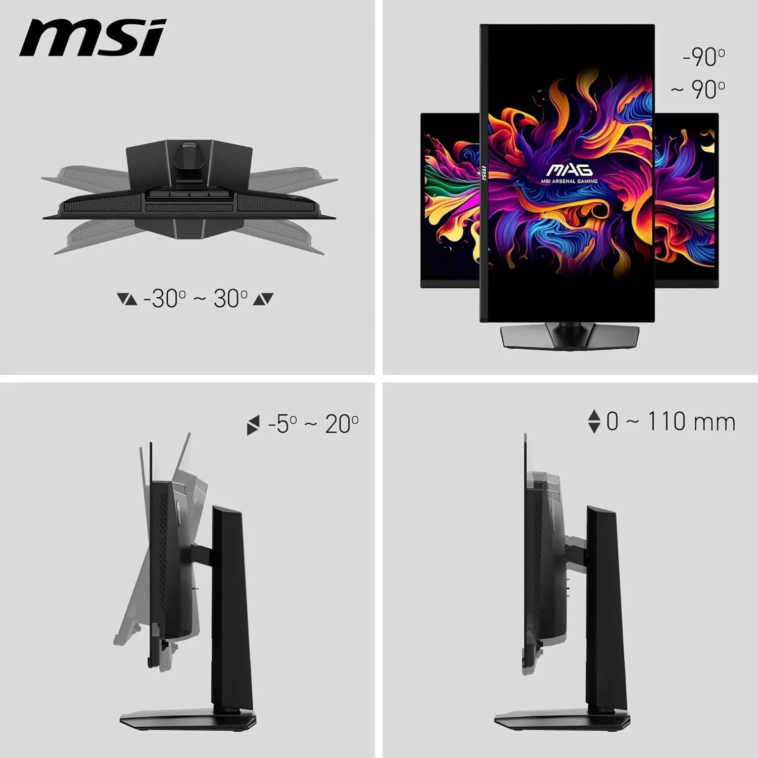Monitor OLED Gaming 26,5" WQHD - 2560 x 1440 Quantum Dot OLED, 240Hz / 0,03ms - MSI MAG 271QP QD-OLED X24 Display - BREUNOR
