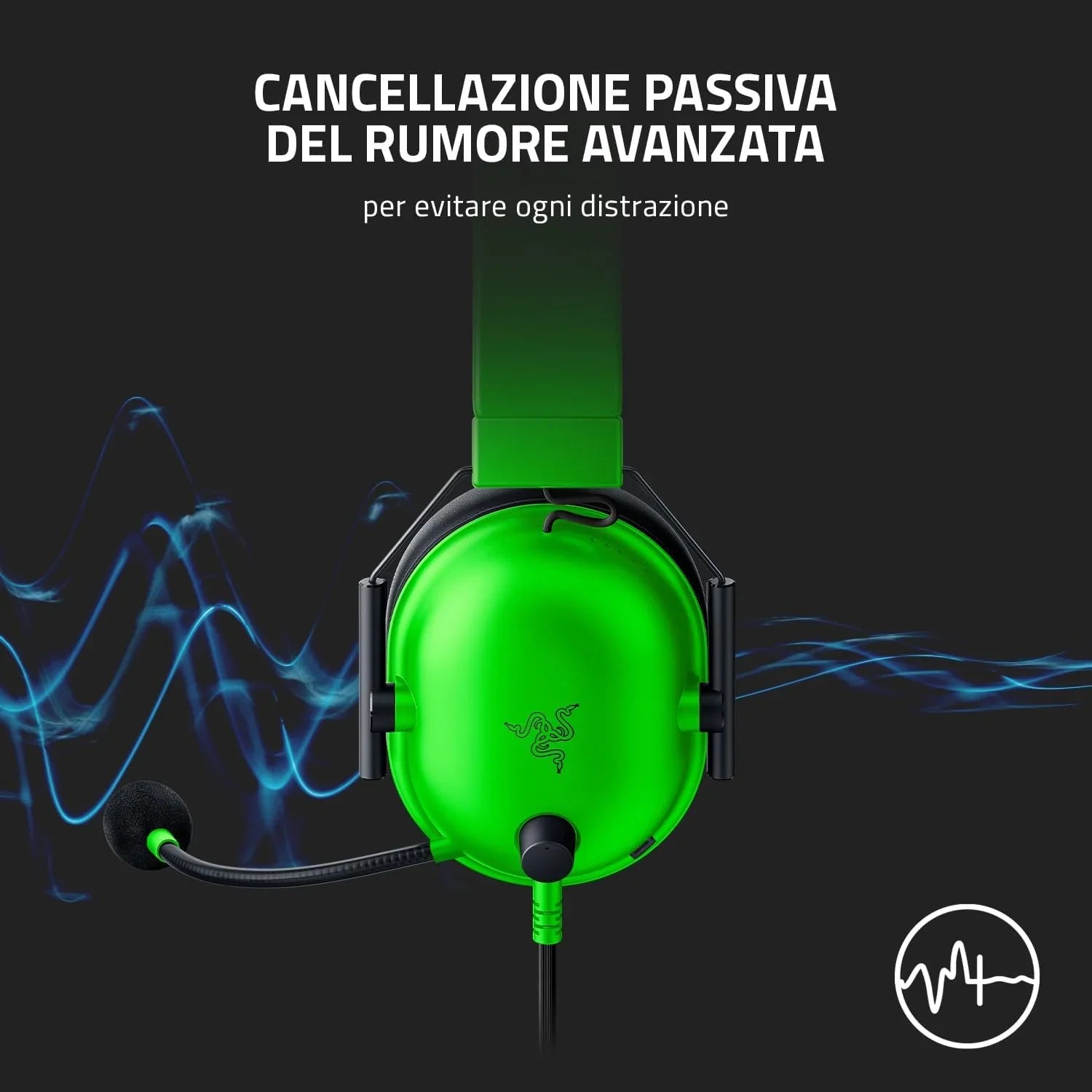Razer BlackShark V2 X - Cuffie E-Sport cablate multipiattaforma (Cuffie cablate con driver da 50 mm, cancellazione del rumore per PC, Mac, PS4, Xbox One e Switch) Verde - BREUNOR