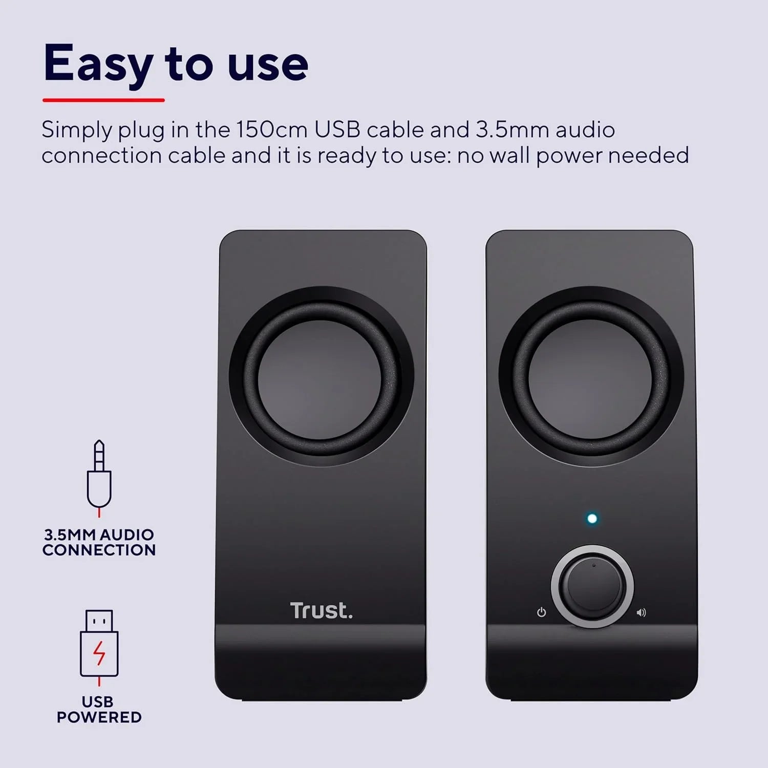 Speaker USB Trust Remo Casse Pc 2.0, 16 W, 8 W Rms, Alimentazione Usb, Jack Aux 3.5 Mm, Altoparlante Stereo, Casse Per Pc - BREUNOR