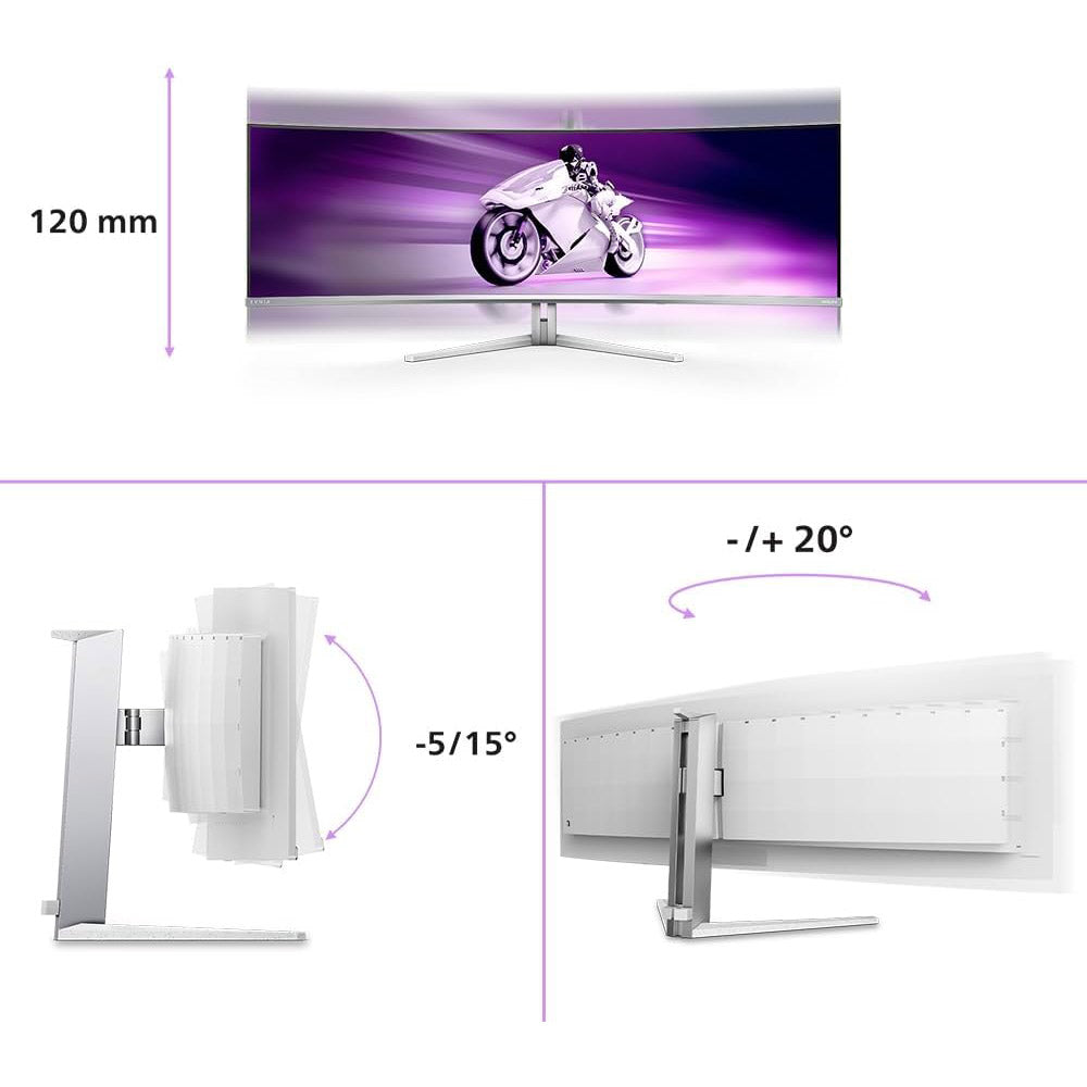 Monitor Gaming Curvo Philips 48.9" Curvo 5120x1440, DQHD, 144Hz, QD-OLED Panel, 0.03ms GtG, USB-C