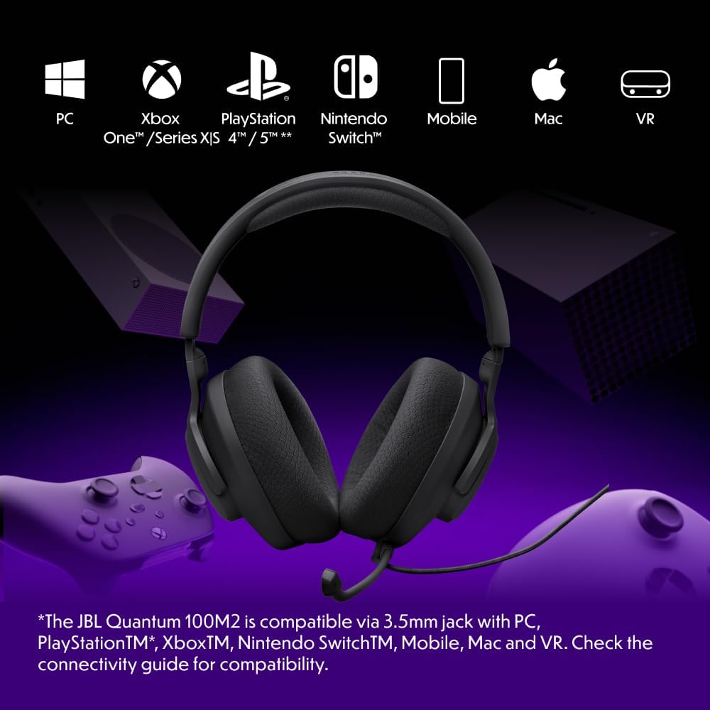 Cuffie Gaming JBL Quantum 100N | Audio QuantumSOUND Signature, Microfono Rimovibile e Memory Foam