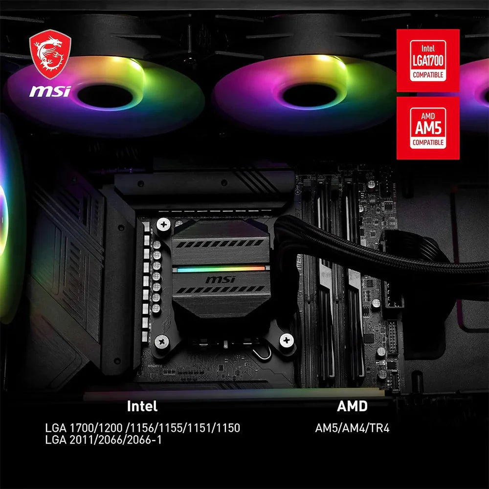 DISSIPATORE A LIQUIDO 360MM MSI MAG CORELIQUID M360 Socket AM5 e 1700 - BREUNOR