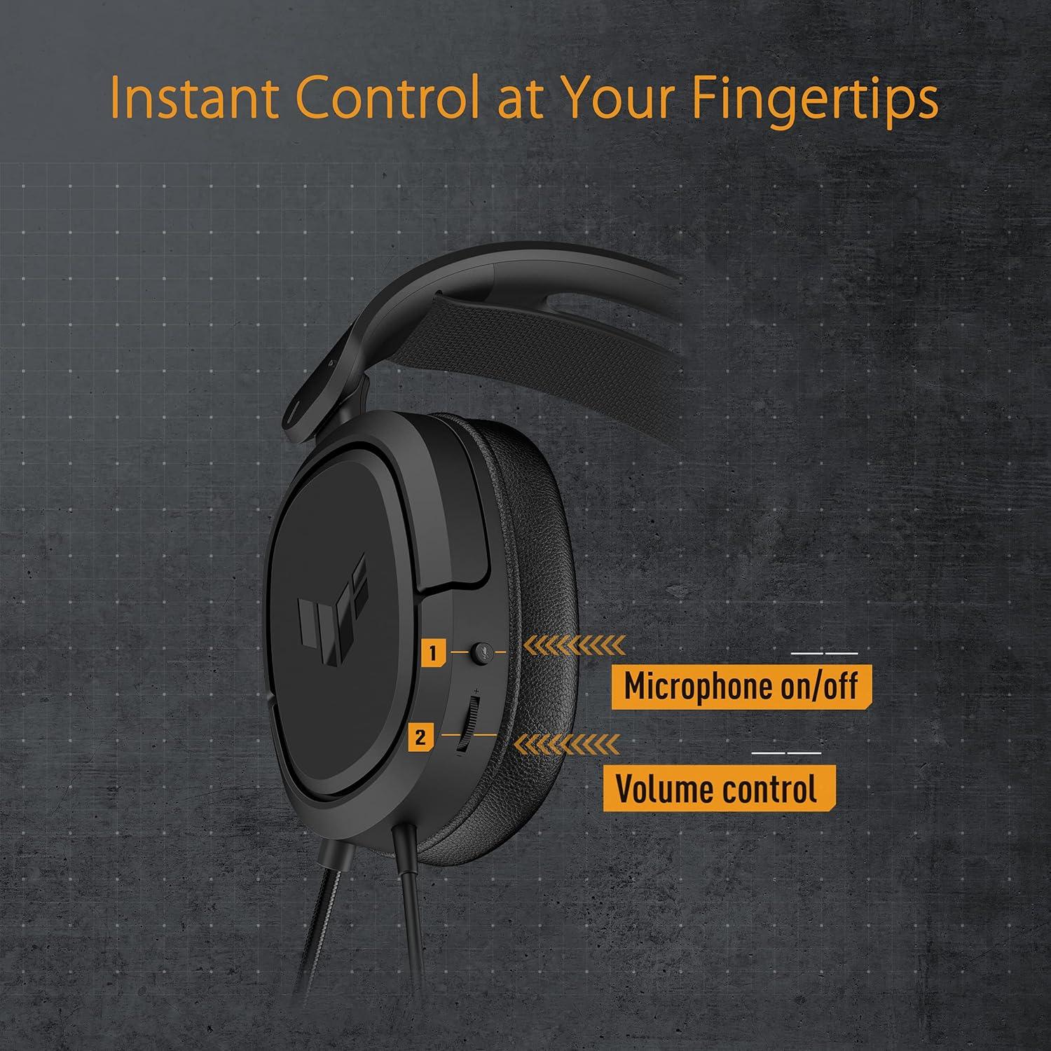 ASUS TUF Gaming H1, Cuffie Cablate con Driver da 40mm, Jack da 3,5mm, Suono Surround 7.1, - BREUNOR