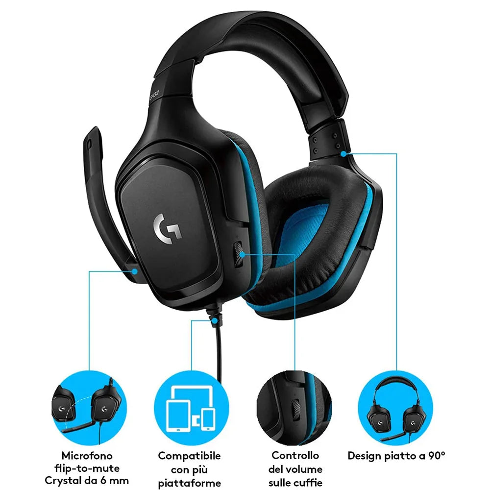 Logitech G G432 Cuffie Gaming Cablate, Audio Surround 7.1 - BREUNOR