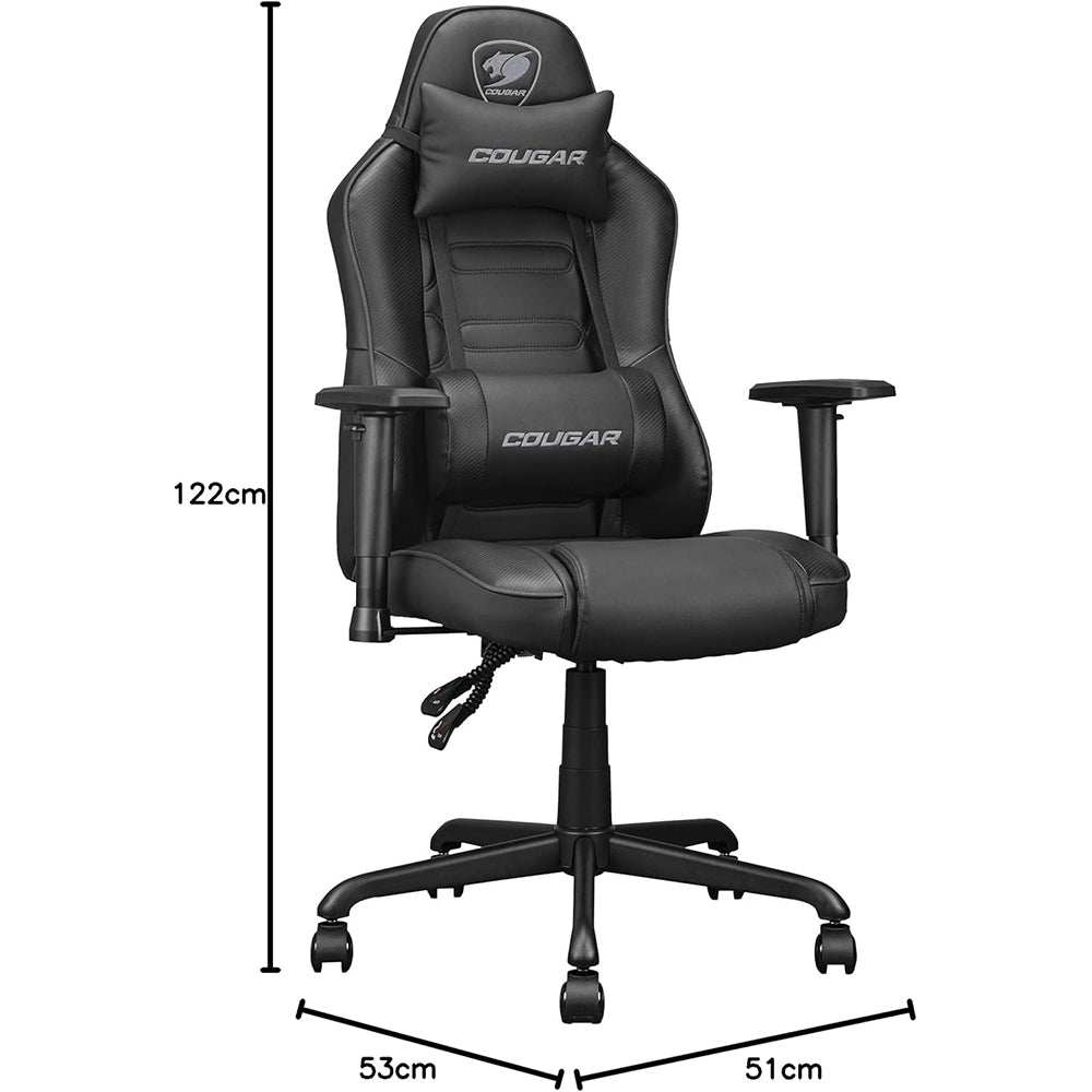 SEDIA GAMING COUGAR FUSION S ERGONOMICA CON SUPPORTO LOMBARE 3D E BRACCIOLI 2D (TOTAL BLACK)