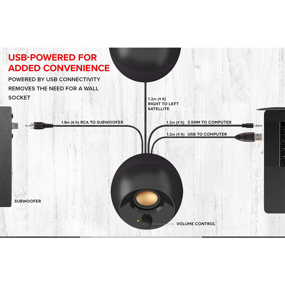 Speaker USB Creative Pebble Plus 2.1 alimentati tramite USB con subwoofer down-firing e driver far-field