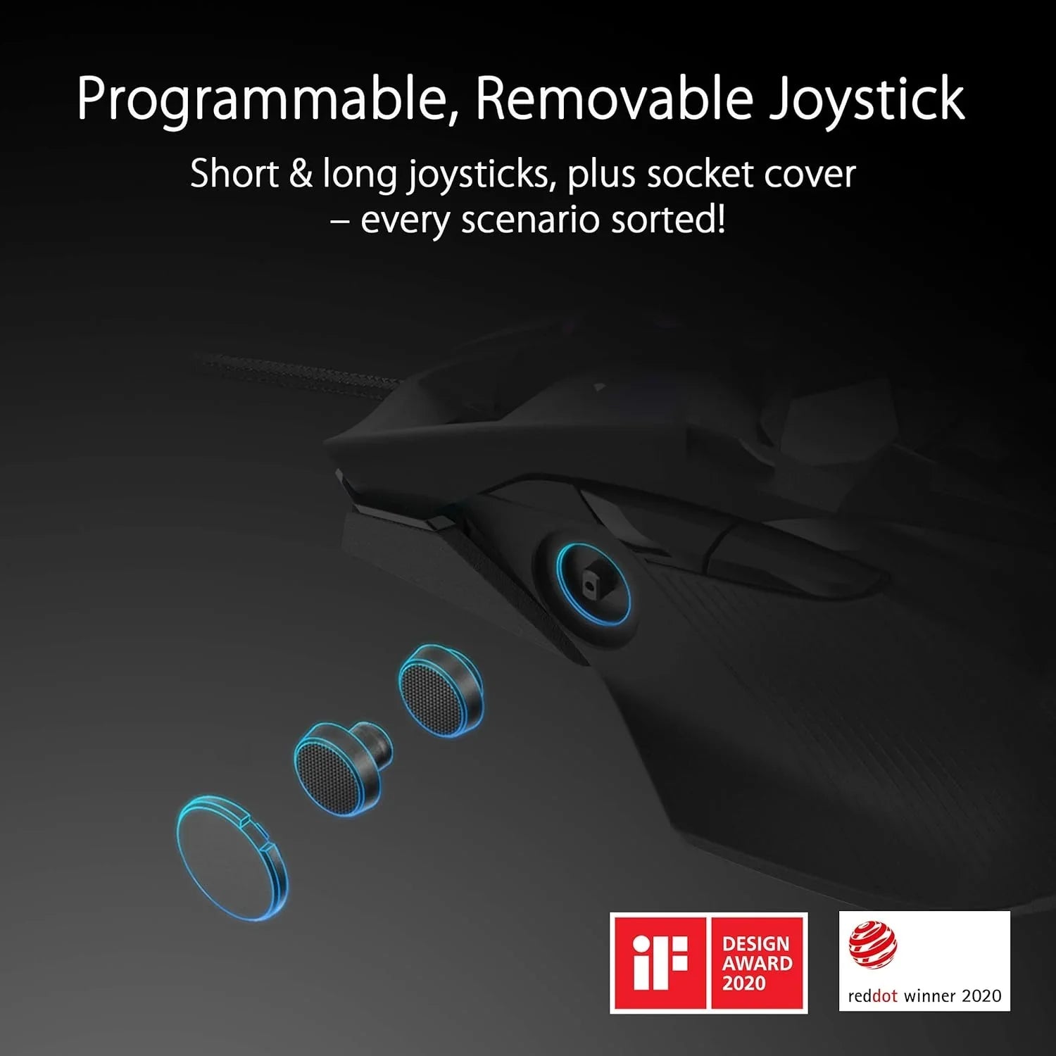 Mouse Gaming ASUS Mouse ottico da gioco ROG Chakram Core | Mouse da gioco cablato | Joystick programmabile, sensore 16000 dpi, design con prese a pressione, peso regolabile del mouse - BREUNOR
