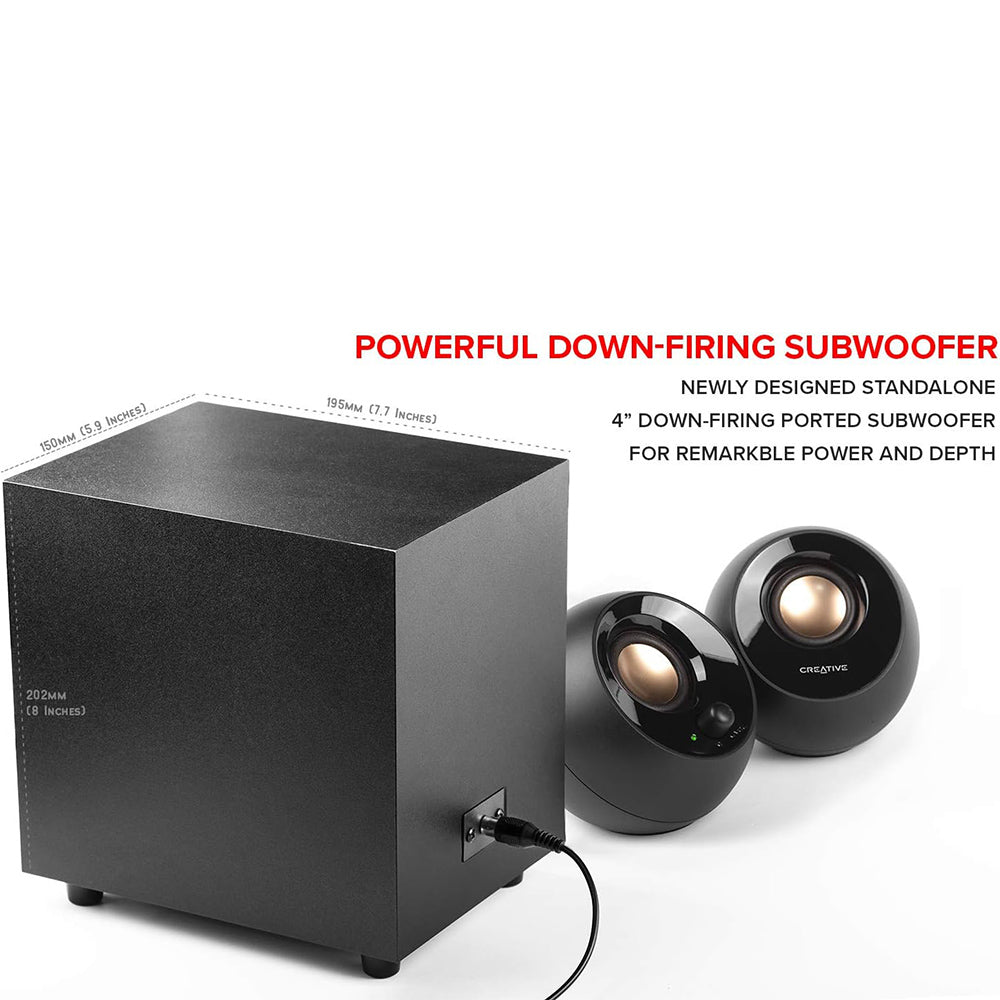 Speaker USB Creative Pebble Plus 2.1 alimentati tramite USB con subwoofer down-firing e driver far-field