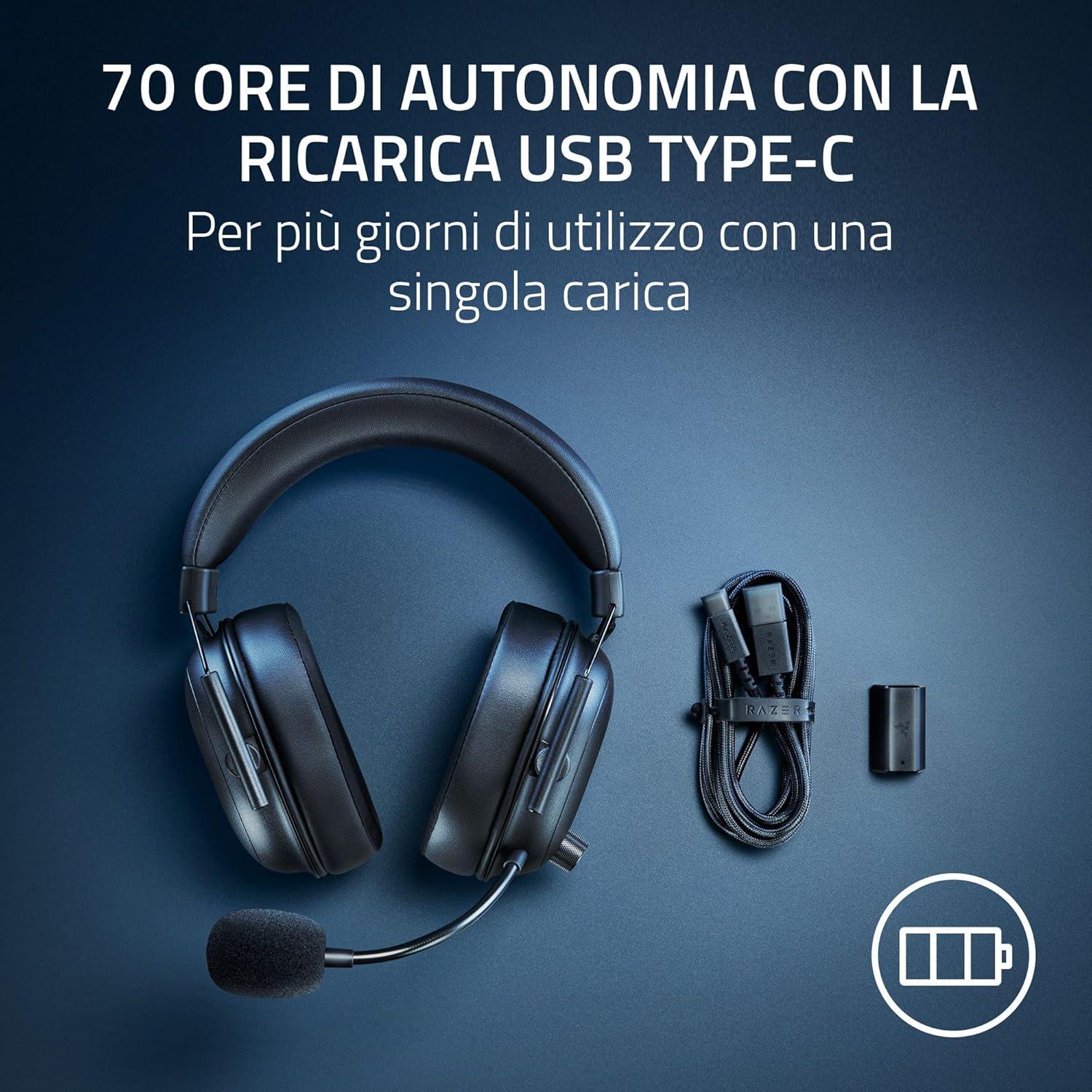 Razer BlackShark V2 HyperSpeed per PC Cuffie wireless per esport leggere ( 280g, Microfono HyperClear banda super larga, Driver TriForce in Titanio da 50 mm, Bluetooth) - BREUNOR