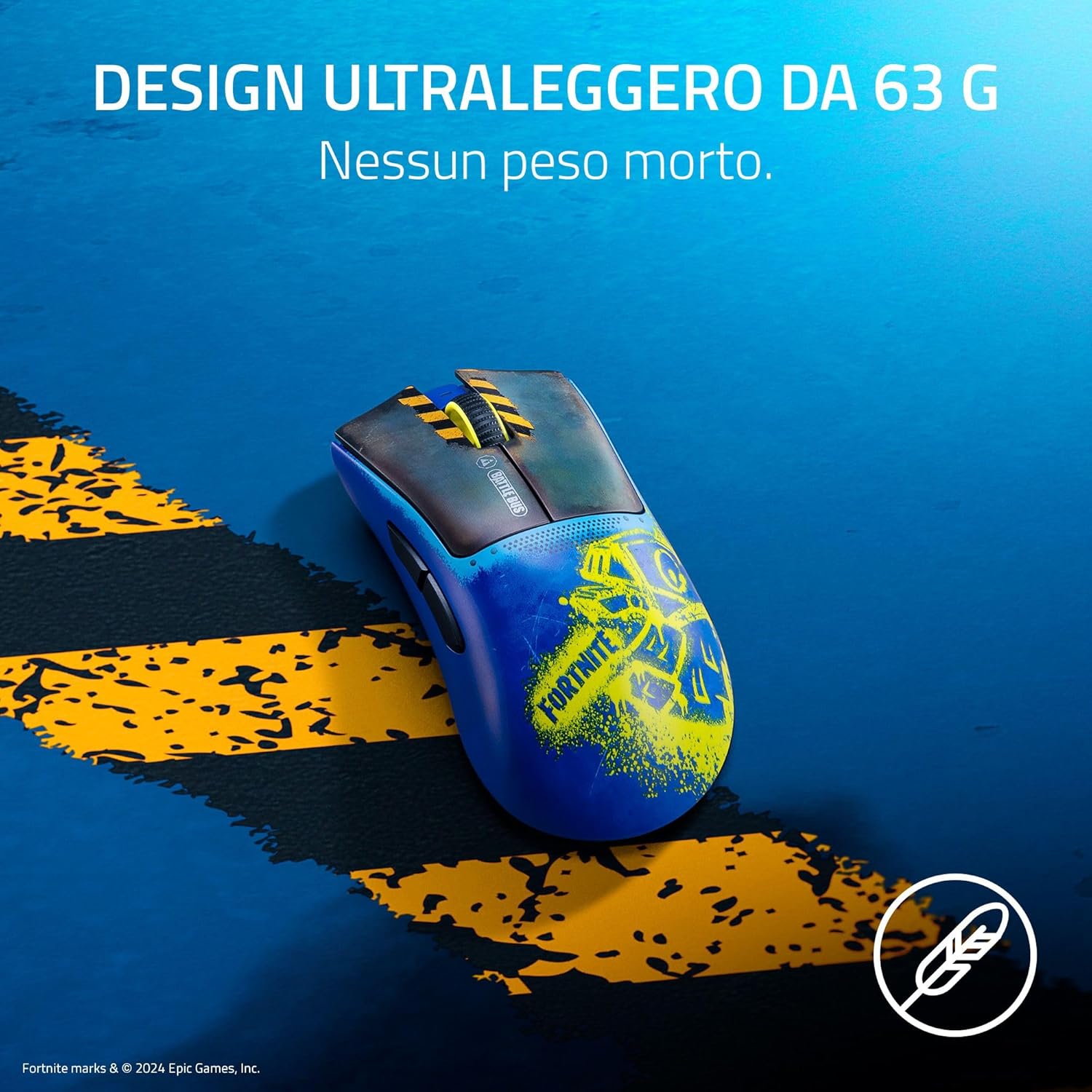 Razer DeathAdder V3 Pro Fortnite Edition - Mouse Gaming wireless Esports - Sensore ottico Focus Pro 30K DPI - 63g