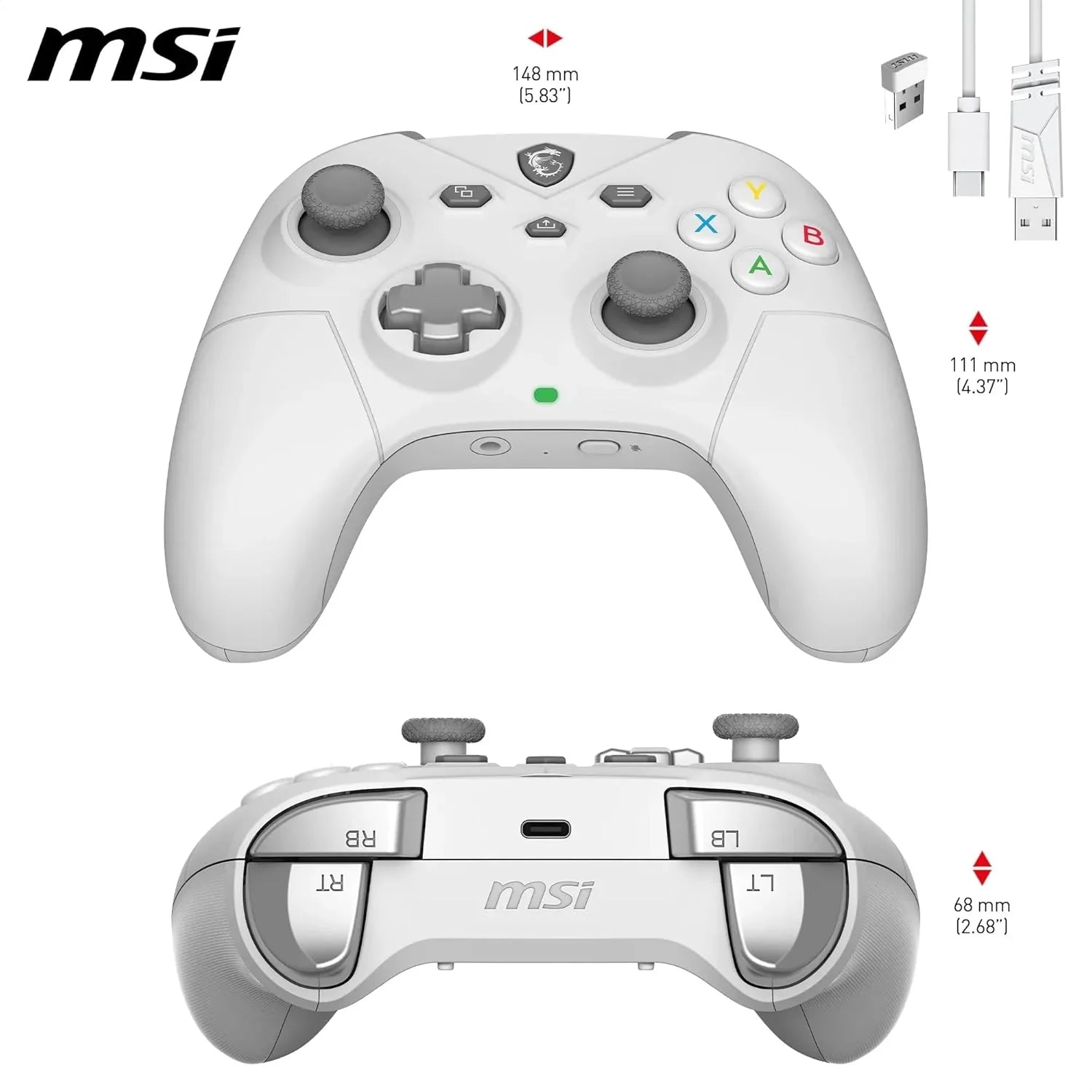 JOYPAD WIRELESS BIANCO MSI FORCE GC300 Bluetooth, USB Type-C a A - Cablato/Wireless , Gamepad Controller MSI - BREUNOR
