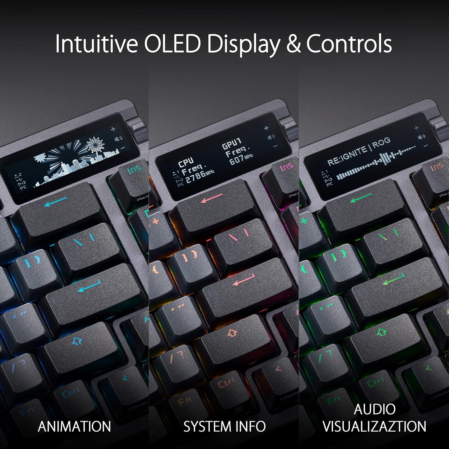 ASUS ROG Azoth Tastiera da Gaming Personalizzabile Wireless, 75 Tasti, Display OLED, Switch ROG NX Rossi Sostituibili