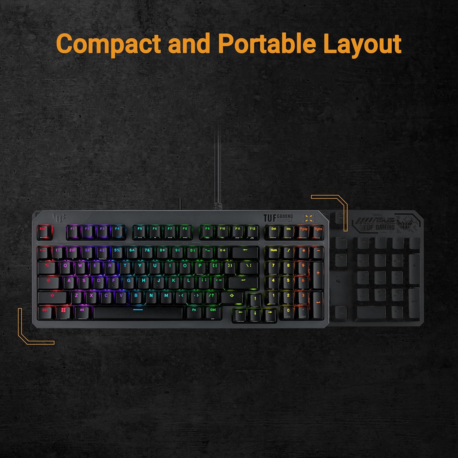 ASUS TUF Gaming K3 Gen II Tastiera Gaming con Layout Compatto a 97 Tasti, Switch RGB ottico-meccanici