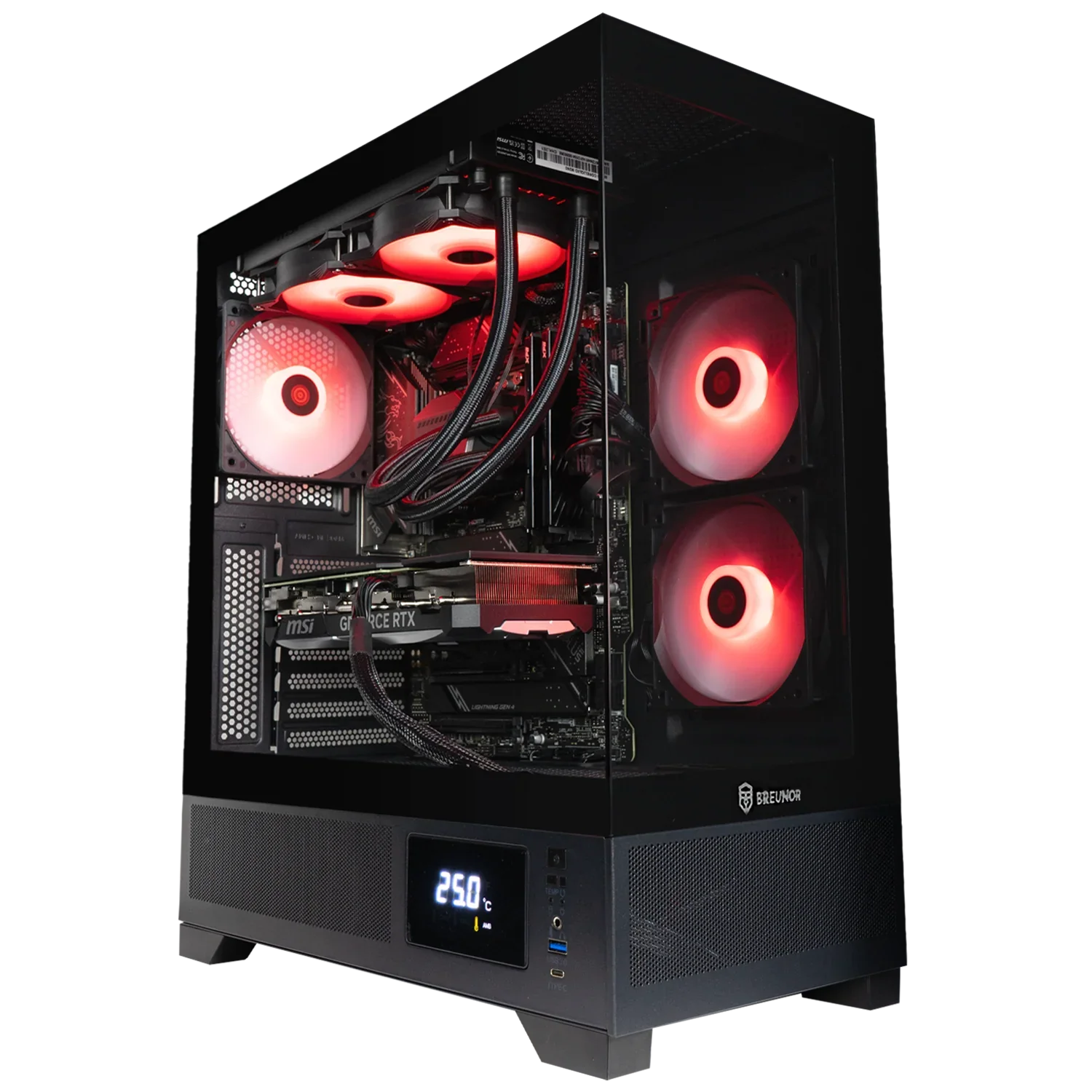 PC Gaming Ryzen 5 7600X, RX 7800XT, RAM 32GB DDr5, SSD 2TB NVMe, Dissipatore a Liquido 240mm, Windows 11 PRO- B3689-A - BREUNOR