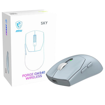 msi Forge GM340 Wireless Sky Mouse Gaming Wireless Wired 12000 DPI , autonomia 82 ore, latenza 1 ms, 57g