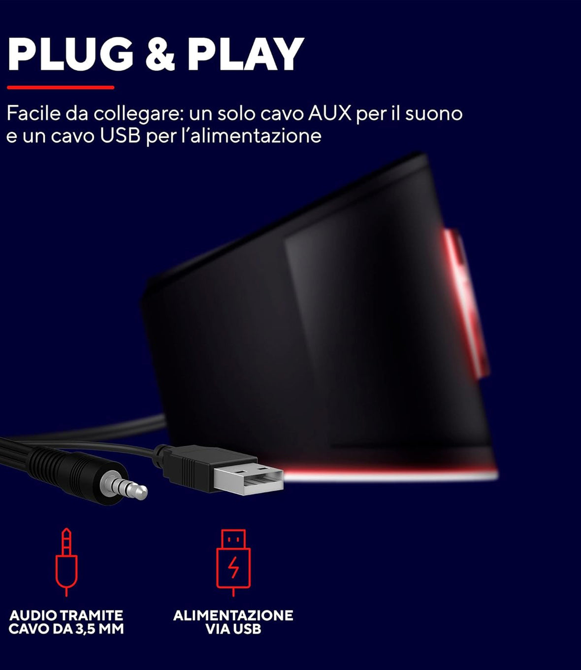 Speaker USB Trust GXT 619 Thorne Nero 2.0 canali 6 W Stereo Speaker con Illuminazione LED RGB, Sound Bar Jack AUX 3.5 mm, Casse PC