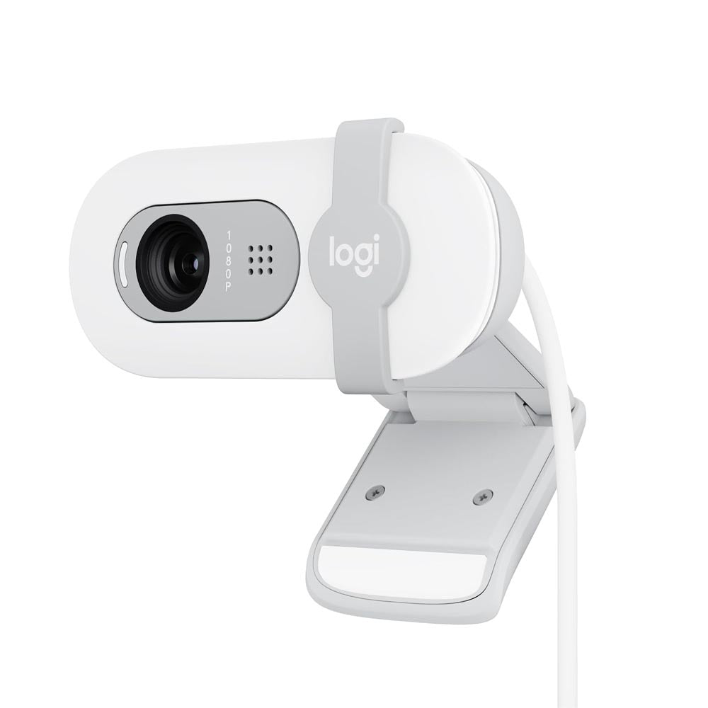 Webcam Logitech Brio 100 Full HD White per riunioni e streaming, Videochiamate HD Widescreen, Correzione Automatica Luminosità, Microfono Riduzione del Rumore (Copia)
