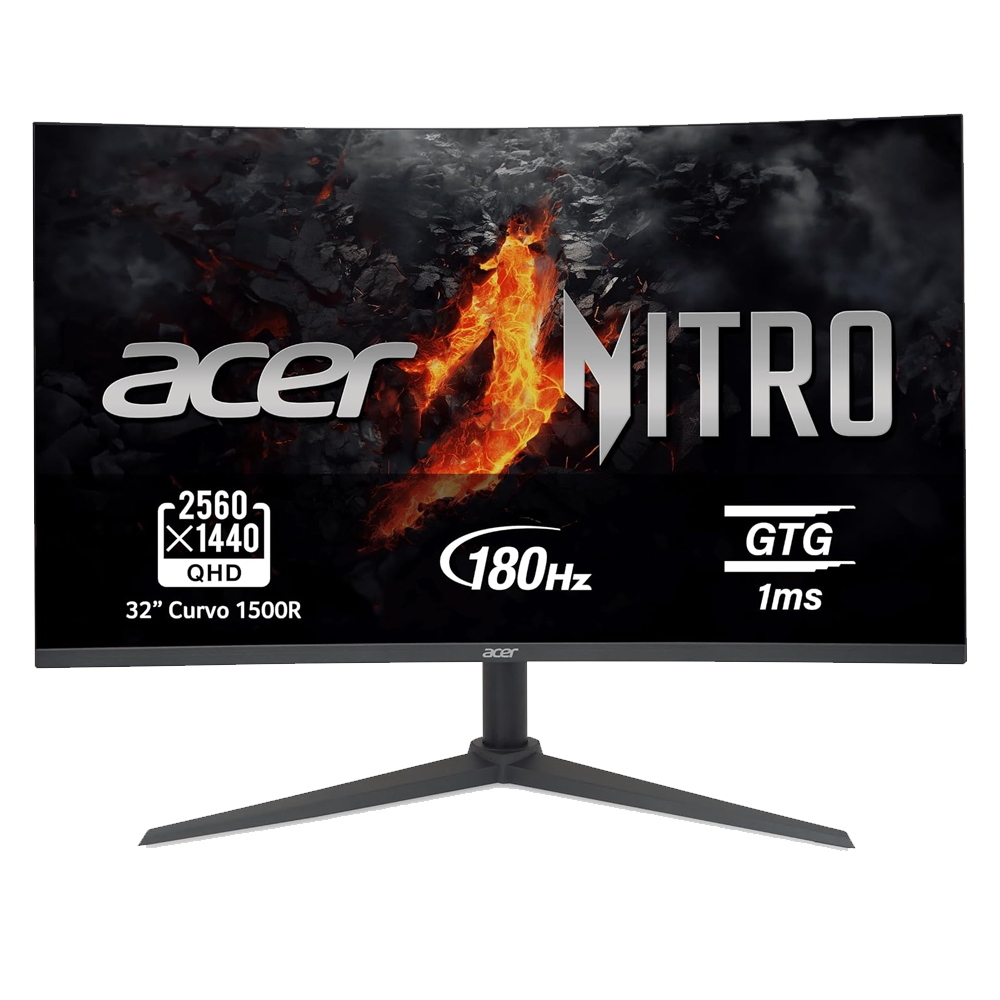 Monitor Gaming 2K WQHD Curvo ACER Nitro - 31.5" Curved , 180Hz, 2560x1440 , 5ms, VA Panel , FreeSync Premium , 2x HDMI + 1x DP , Speaker Integrati