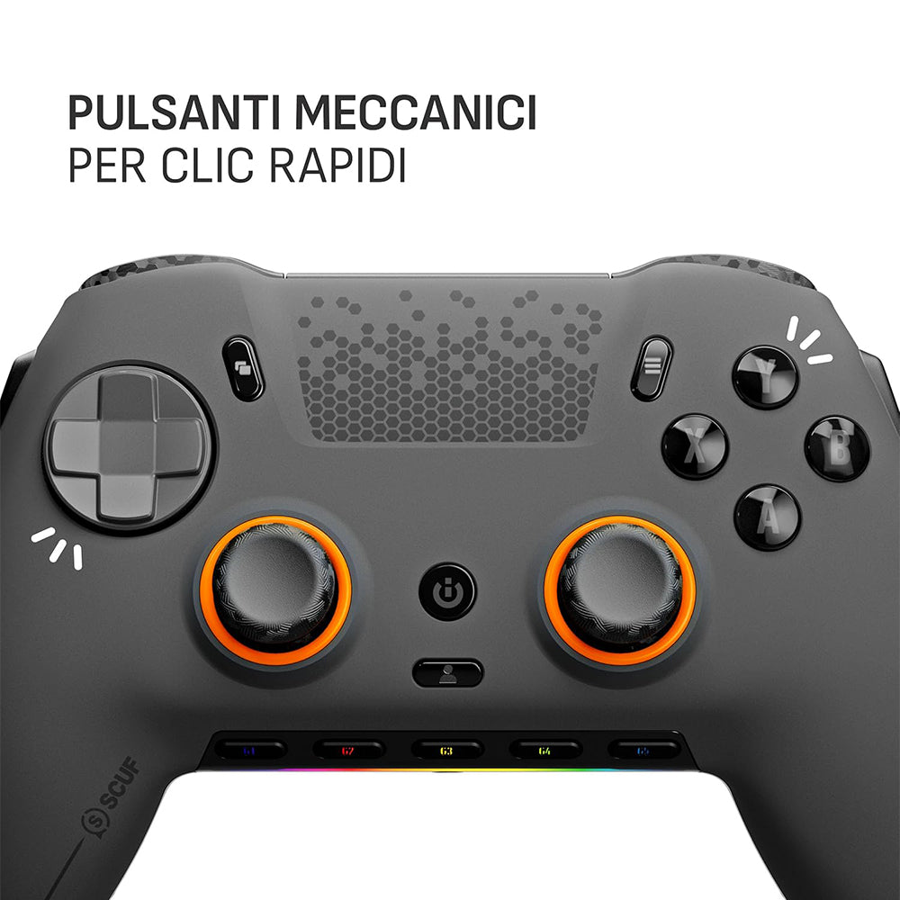 Controller SCUF Envision PRO Controller Wireless RGB per PC - Steel Gray - Cinque tasti G rimappabili - Paddle posteriori rimappabili - Trigger istantanei