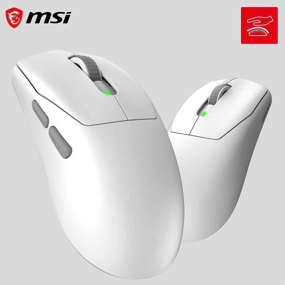 msi Forge GM340 Wireless White Mouse Gaming Wireless Wired 12000 DPI , autonomia 82 ore, latenza 1 ms, 57g