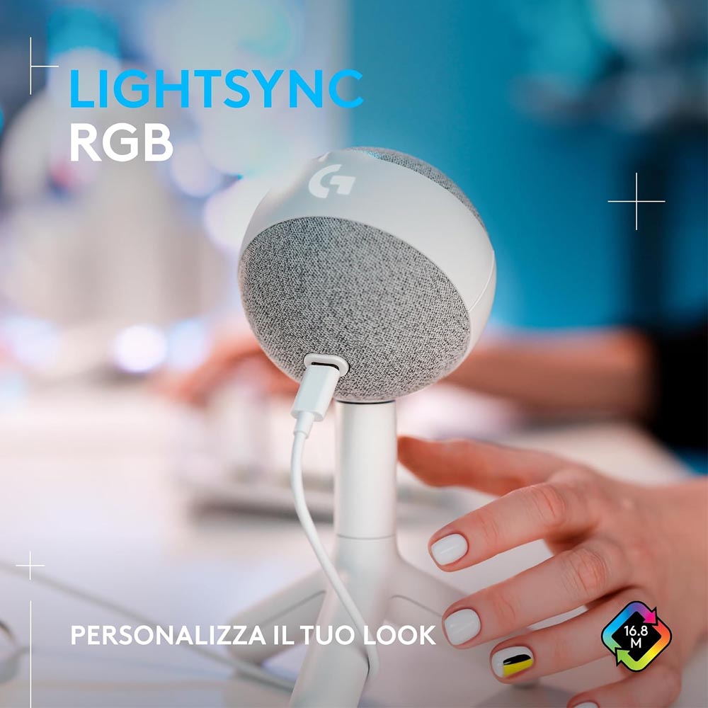 Logitech G Yeti Orb – Microfono da Gaming a Condensatore USB con Illuminazione RGB LIGHTSYNC e Tecnologia Blue VO!CE
