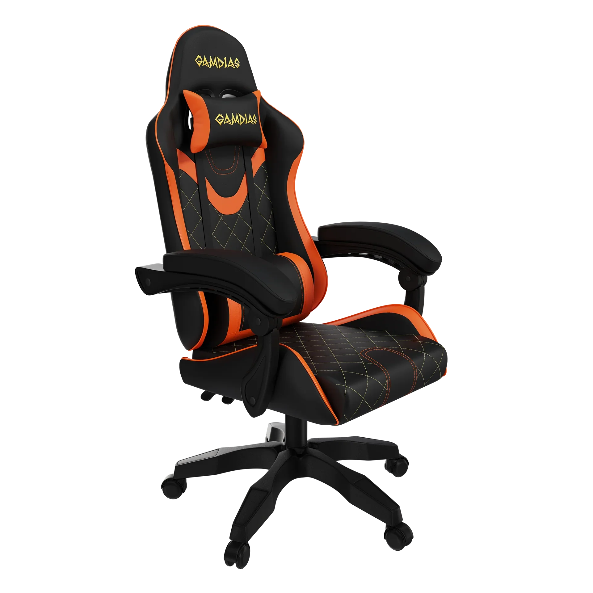 SEDIA DA GAMING IN PELLE NERA/ARANCIO GAMDIAS ZELUS E2 L BO REGOLABILE - BREUNOR