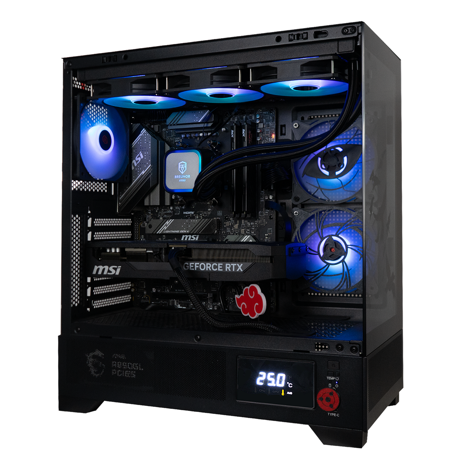BREUNOR ODIN ITACHI - PC Gaming Ryzen 7 7800X3D , RTX 5070 12GB, Ram 32GB DDR5 6000MHz, SSD 1000GB NVMe, Dissipatore a Liquido 360mm, Windows 11 Pro