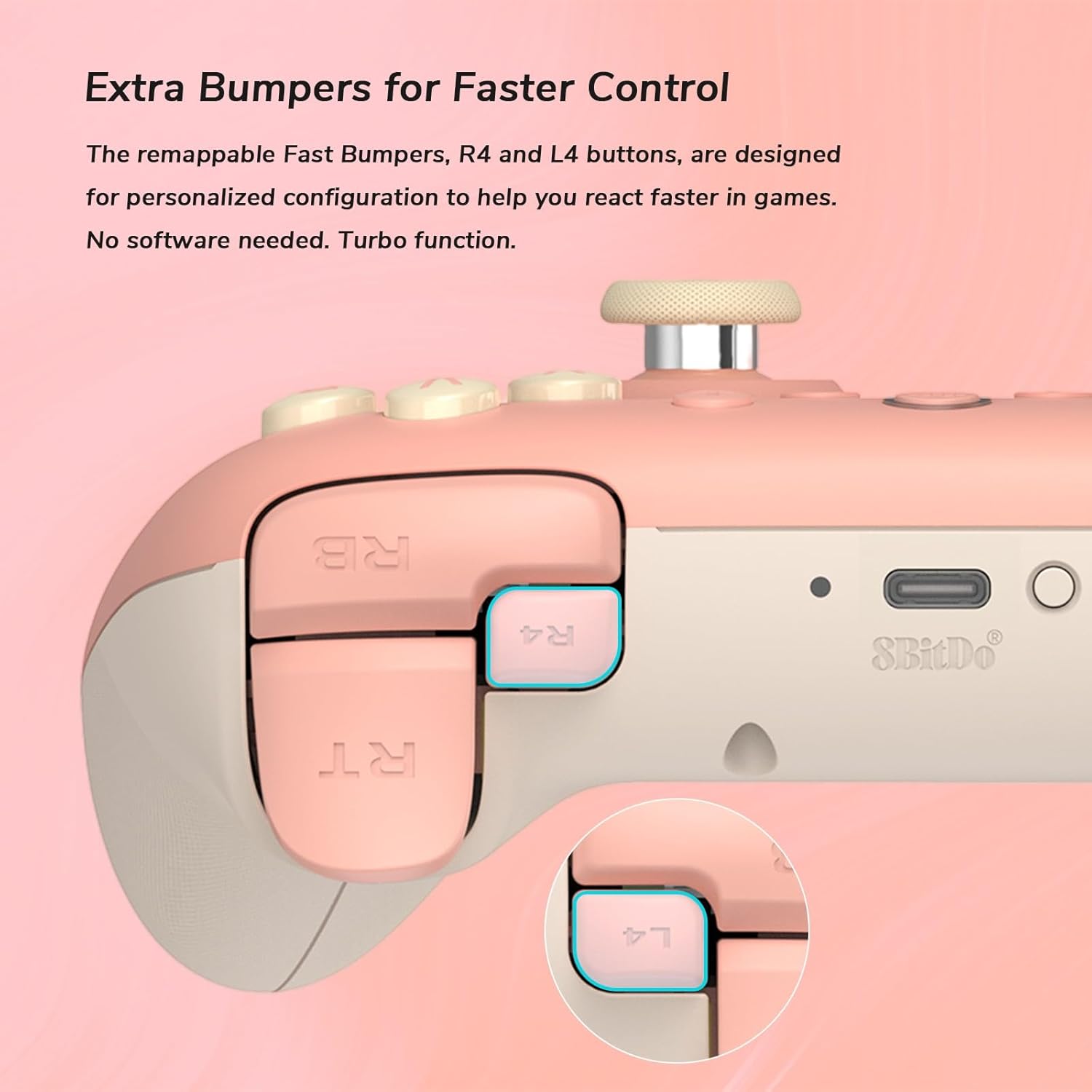 Controller Wireless per PC Windows e Android, Frequenza di Polling 1000Hz, Joystick Hall Effect/Hall Trigger, Paraurti L4/R4 Rimappabili, Funzione Turbo (Pesca)