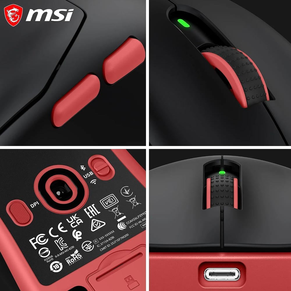 msi Forge GM340 Wireless Black Mouse Gaming Wireless Wired 12000 DPI , autonomia 82 ore, latenza 1 ms, 57g