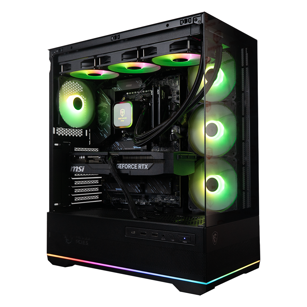 BREUNOR UBBE - PC GAMING Ryzen 5 9600X jusqu'à 5,40 GHz, RTX 5070 12 Go, 32 Go de RAM DDR5, SSD 1 To, dissipateur thermique tour, écran LCD 4,3", Windows 11