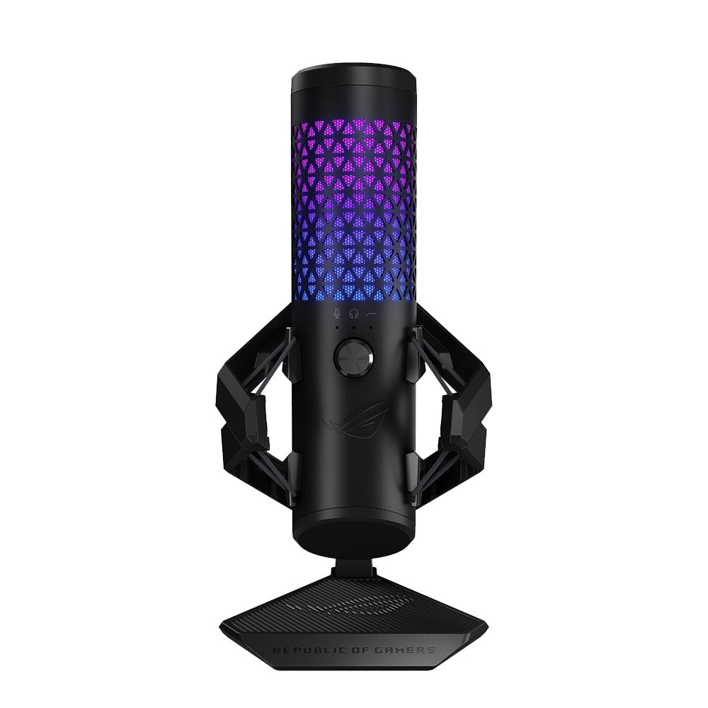 ASUS ROG Carnyx – Microfono da Gaming USB a Condensatore da 25 mm di Livello Studio, Filtro Passa-Alto, Shock Mount Integrato e Aura Sync, Nero