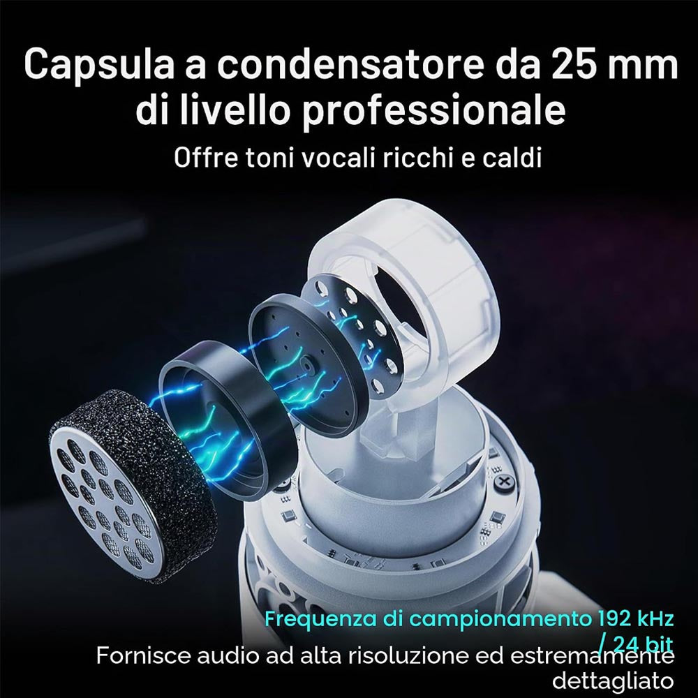 ASUS ROG Carnyx – Microfono da Gaming USB a Condensatore da 25 mm di Livello Studio, Filtro Passa-Alto, Shock Mount Integrato e Aura Sync, Nero