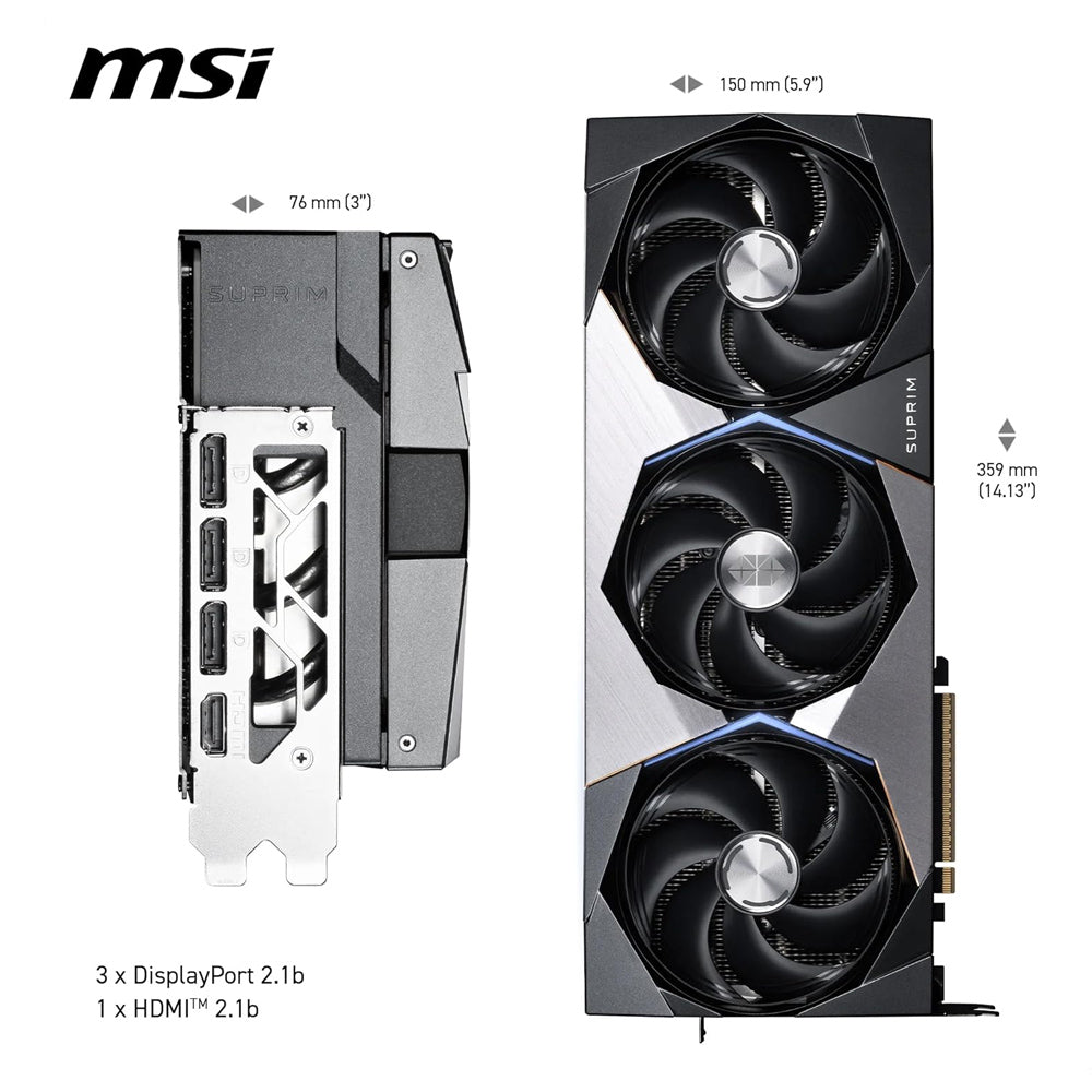MSI GeForce RTX 5090 32G SUPRIM SOC GDDR7 512bit, scheda video con frequenza di boost fino a 2580 MHz, PCIe Gen