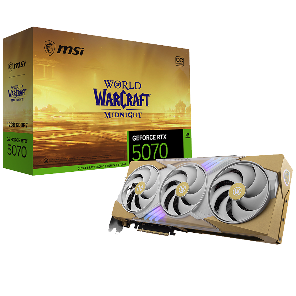 MSI GeForce RTX 5070 12G WORLD OF WARCRAFT LIGHT LIMITED EDITION – GDDR7, 28Gbps, PCIe 5.0, HDMI 2.1, DP 2.1