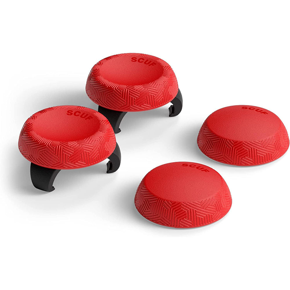 SCUF Thumbsticks Grip (Tactic) Universali, Pack da 6 Pezzi - Rosso - Levette di Controllo - Confezione da 4 con 2 Basi - Tattica - Per Xbox One e Xbox Series X|S, PS4, PS5
