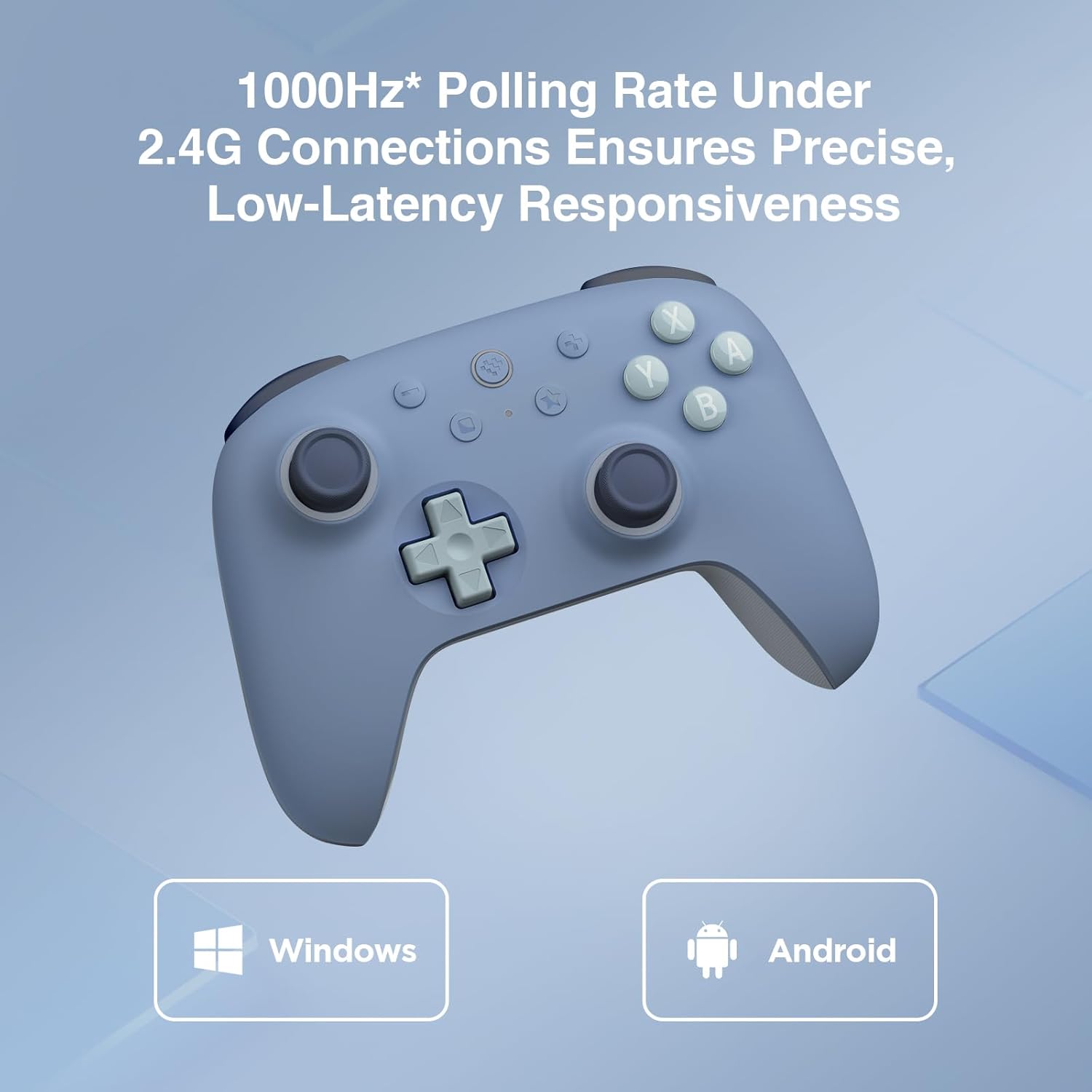 Controller Wireless per PC Windows e Android, Frequenza di Polling 1000Hz, Joystick Hall Effect/Hall Trigger, Paraurti L4/R4 Rimappabili, Funzione Turbo (Blu )