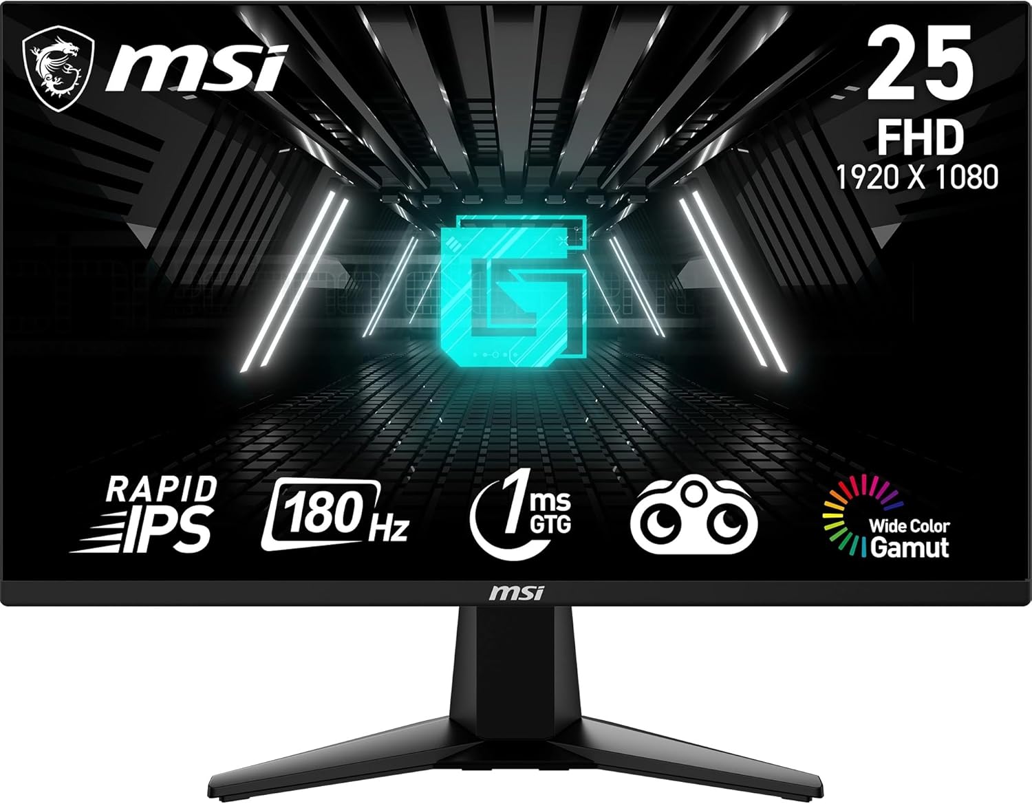 MSI G255F Monitor Gaming 24,5", 180 Hz, 1ms, Rapid IPS, FHD (1920x1080), Adaptive Sync, Night Vision, Anti-flickr, Less Blue light - Display Port 1.2a / HDMI 2.0b