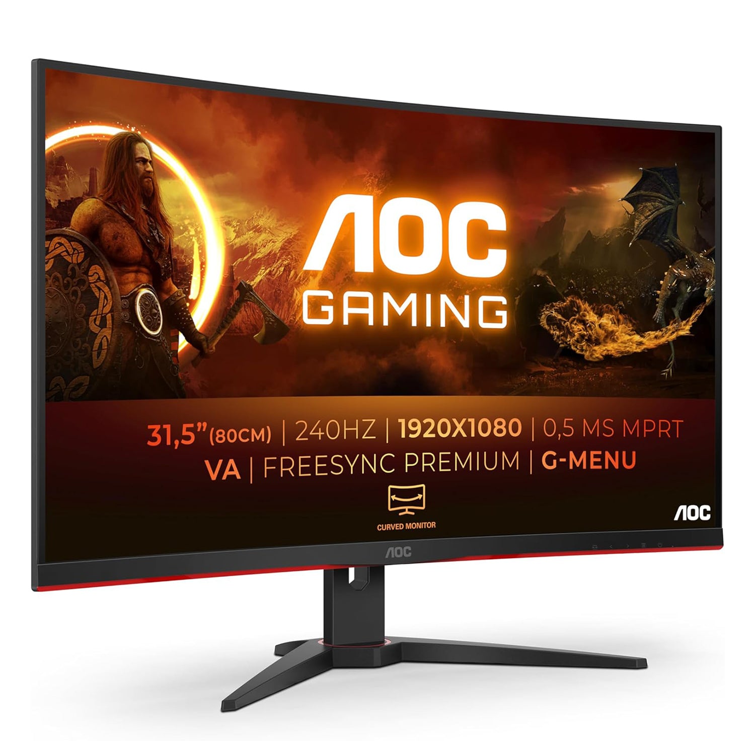 Monitor Gaming Curvo AOC C32G2ZE - 32" VA Full HD, 240Hz, 4ms, FreeSync Premium  (1920 x 1080, HDMI, DisplayPort)